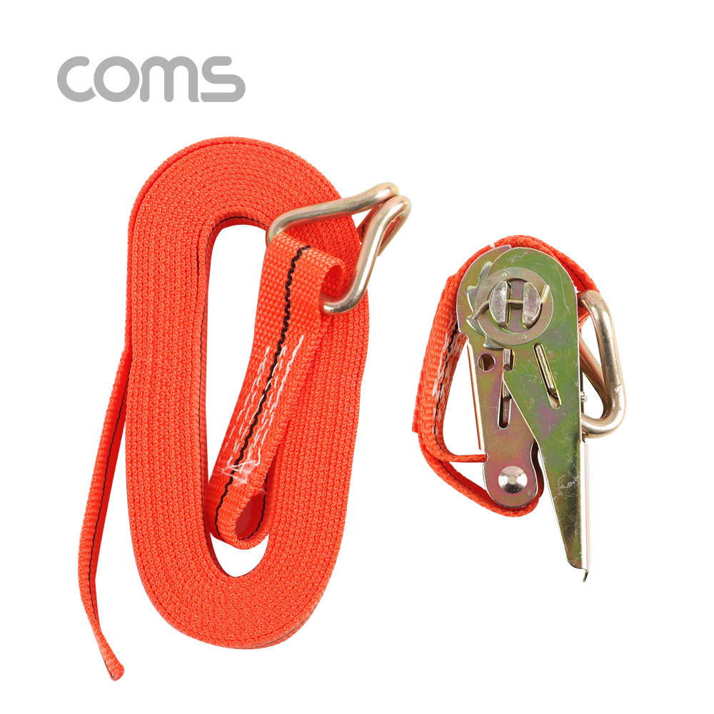 Coms 세경 자동바 / 화물고정 로프 / 깔깔이바 / 5M x 25mm, 주황