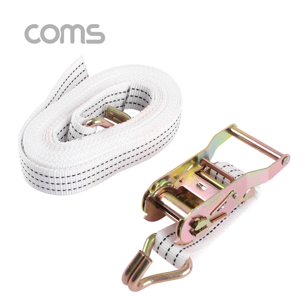 Coms 세경 자동바 / 화물고정 로프 / 깔깔이바 / 5M x 38mm, 흰색