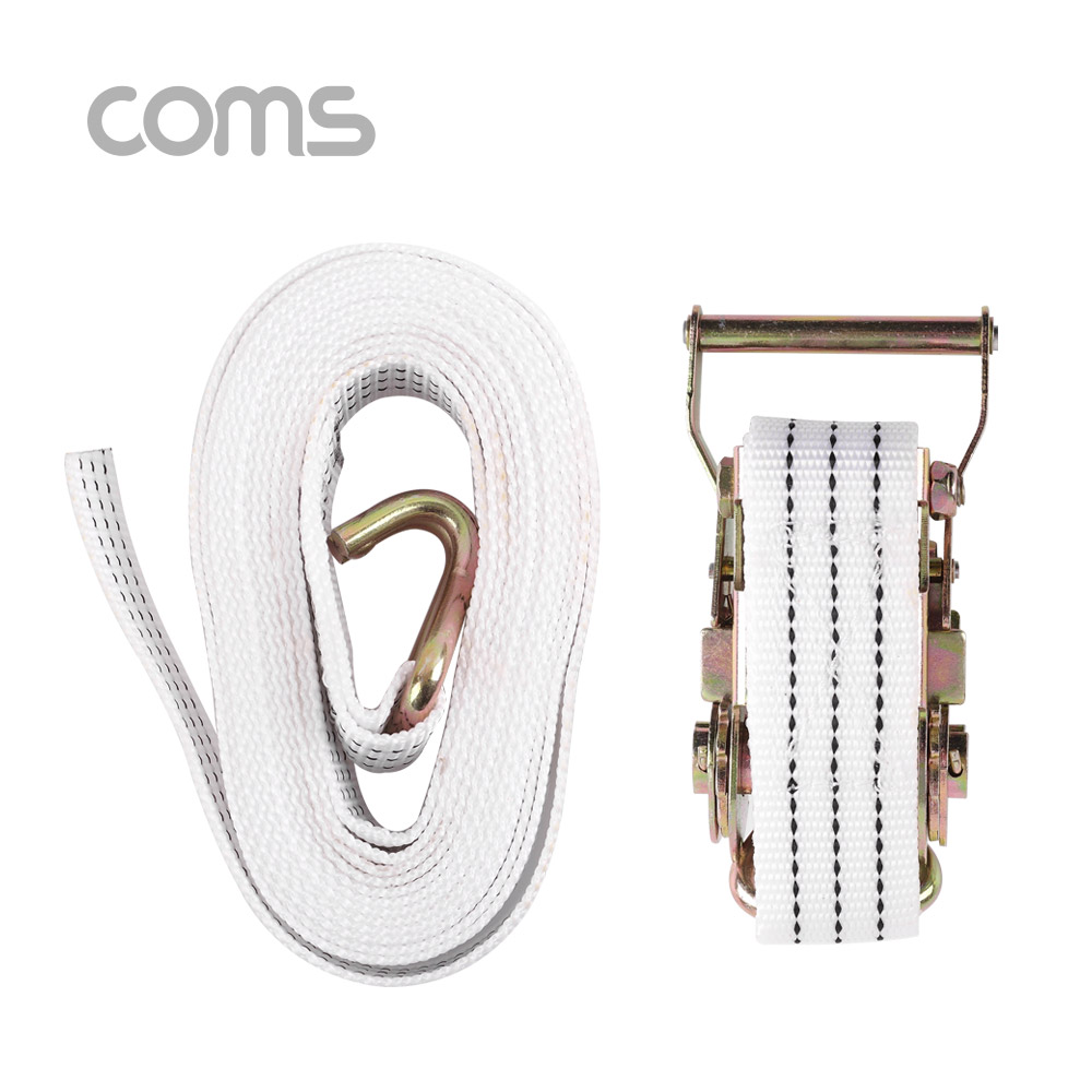 Coms 세경 자동바 / 화물고정 로프 / 깔깔이바 / 5M x 38mm, 흰색