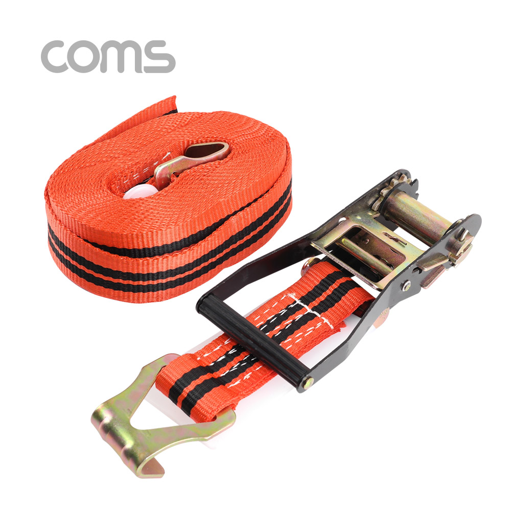 Coms 세경 자동바 / 화물고정 로프 / 깔깔이바 / 7.5M X 50mm, 주황