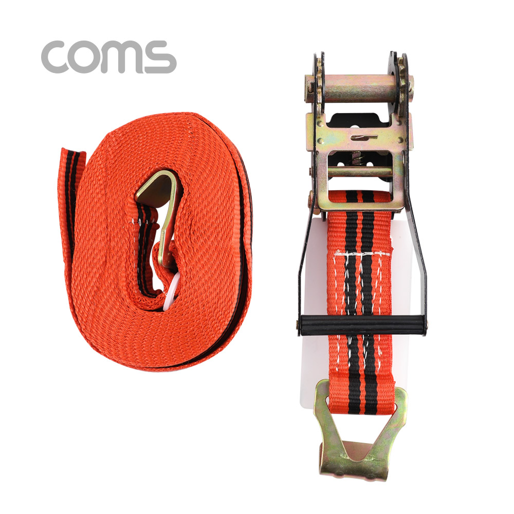 Coms 세경 자동바 / 화물고정 로프 / 깔깔이바 / 7.5M X 50mm, 주황