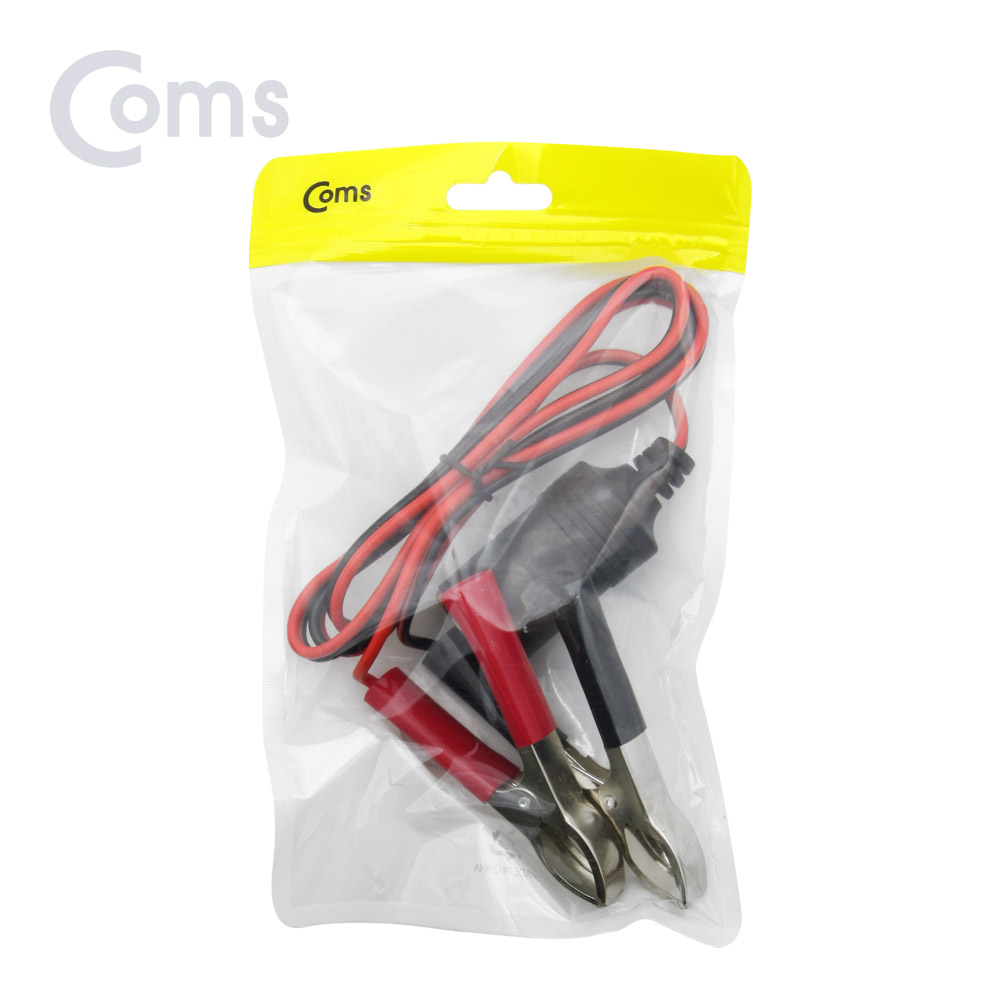 Coms 차량용 시가잭(시거잭) 연결 케이블(Metal) 1M 배터리 +/- 악어클립