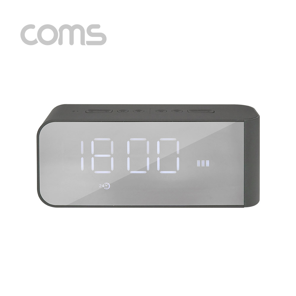 Coms 알람 블루투스 스피커, Gray / 32GB SD지원, 2200mAh, 3.5mm, Aux, FM라디오