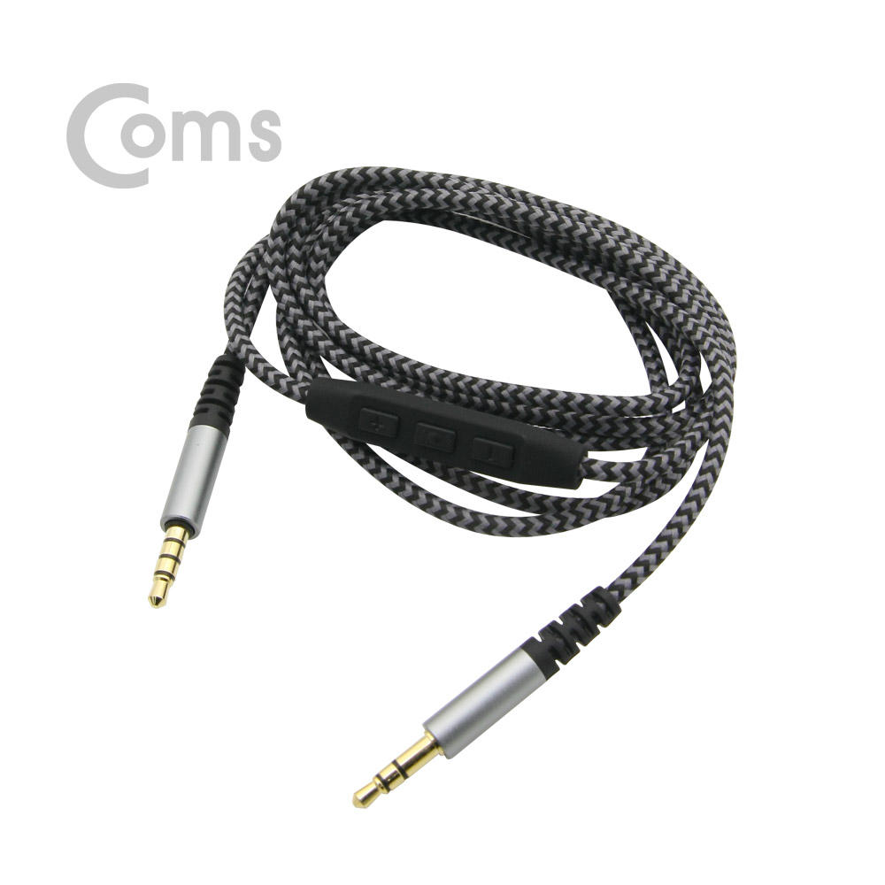 Coms AUX 케이블(4극/3극) 1.2M, 리모콘/Black ST3.5 MM