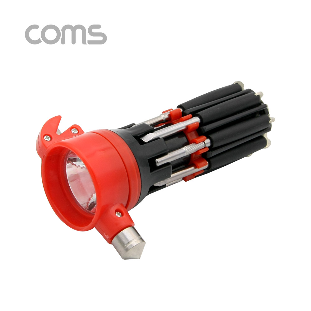 Coms LED 후레쉬 드라이버, 다목적 캠핑툴, 드라이버 7종, 램프, 랜턴, 커터