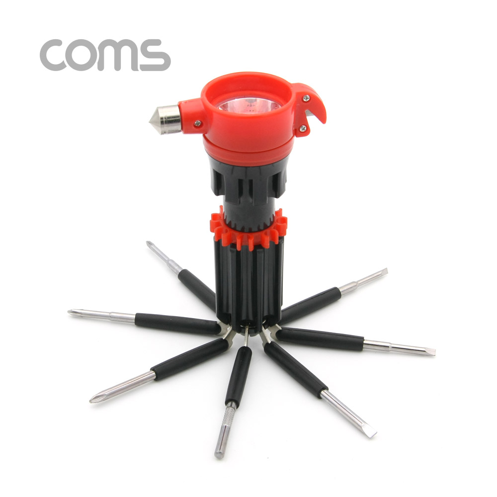 Coms LED 후레쉬 드라이버, 다목적 캠핑툴, 드라이버 7종, 램프, 랜턴, 커터