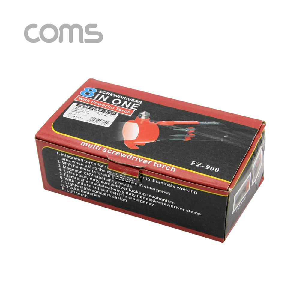 Coms LED 후레쉬 드라이버, 다목적 캠핑툴, 드라이버 7종, 램프, 랜턴, 커터