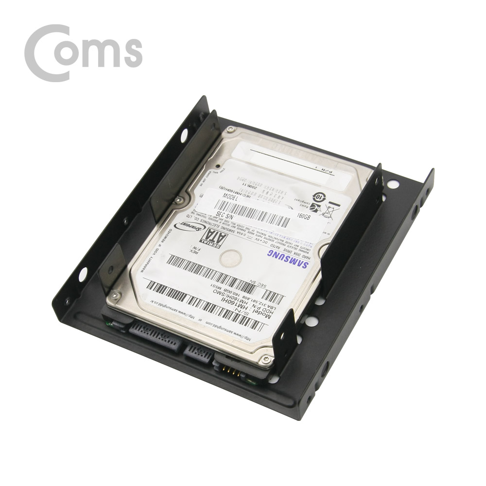 Coms 하드 가이드 철재(2.5 to 3.5) - 검정 2.5 HDD/SSD x 2 장착용, 나사포함