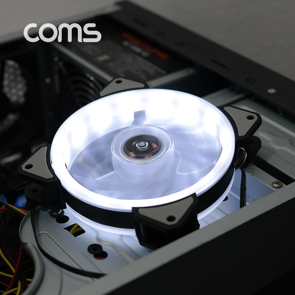 Coms 쿨러 케이스용 CASE, 120mm, 정/후면 White LED, Cooler