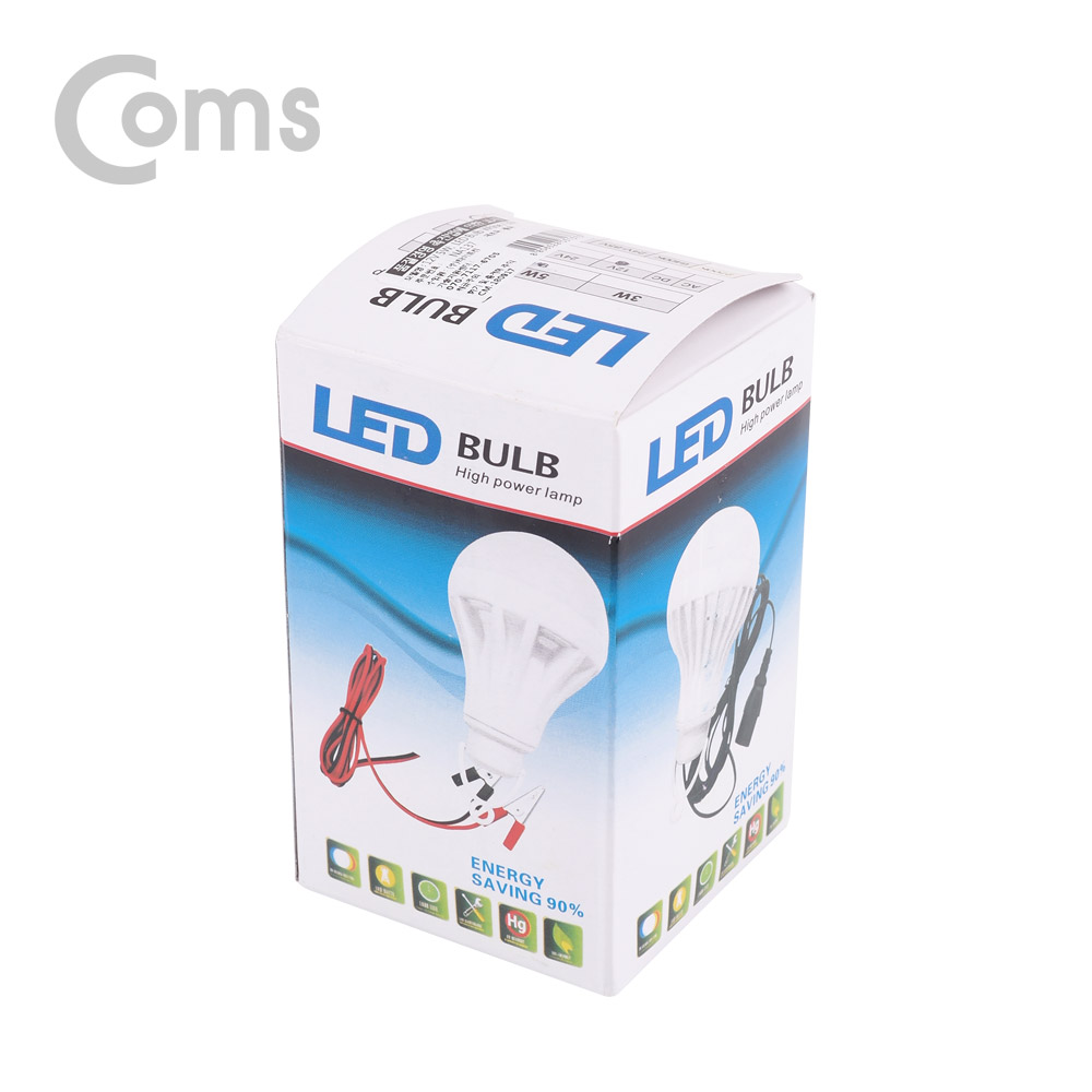 Coms LED 전구 램프- 악어 클립 연결 2.8M, 12V 5W / White