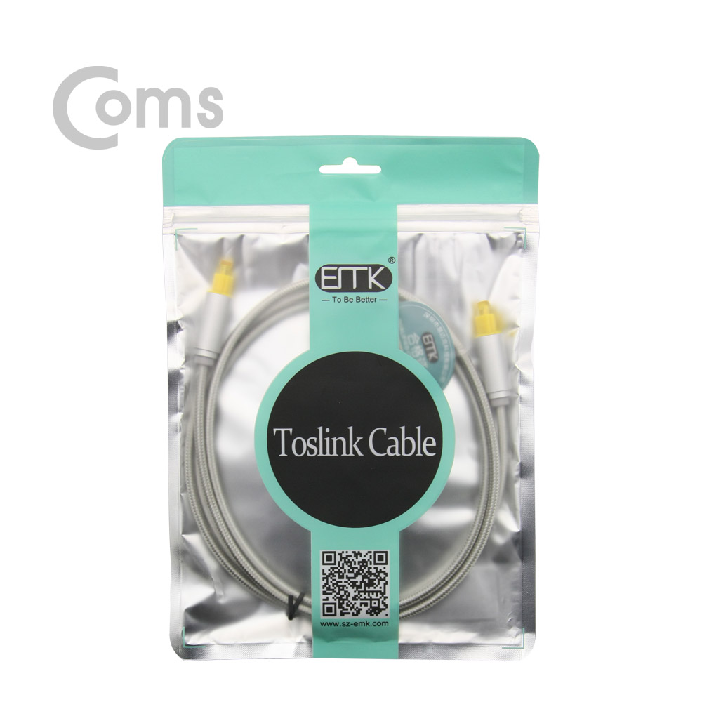 Coms 오디오광케이블(EMK/Gray) 각/각 1.5M - 4∮, Toslink to Toslink