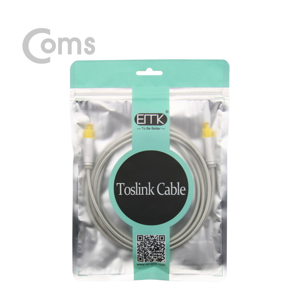 Coms 오디오광케이블(EMK/Gray) 각/각 2M - 4∮, Toslink to Toslink