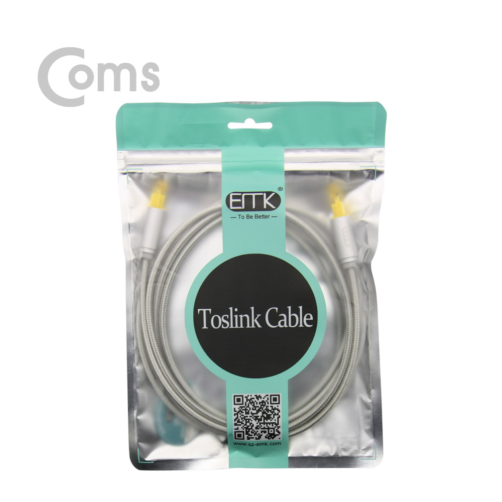 Coms 오디오광케이블(EMK/Gray) 각/각 3M - 4∮, Toslink to Toslink