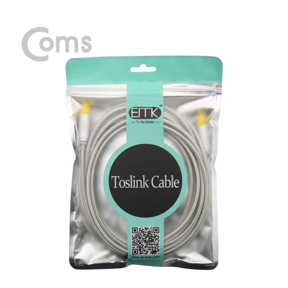 Coms 오디오광케이블(EMK/Gray) 각/각 5M - 4∮, Toslink to Toslink