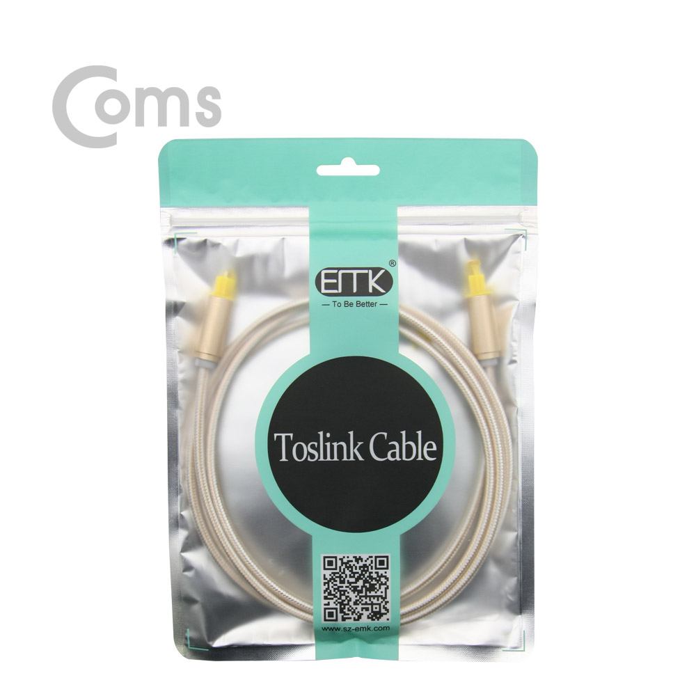 Coms 오디오광케이블(EMK/Gold) 각/각 1.5M - 4∮, Toslink to Toslink