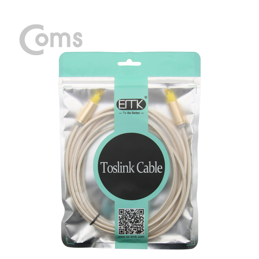 Coms 오디오광케이블(EMK/Gold) 각/각 3M - 4∮, Toslink to Toslink