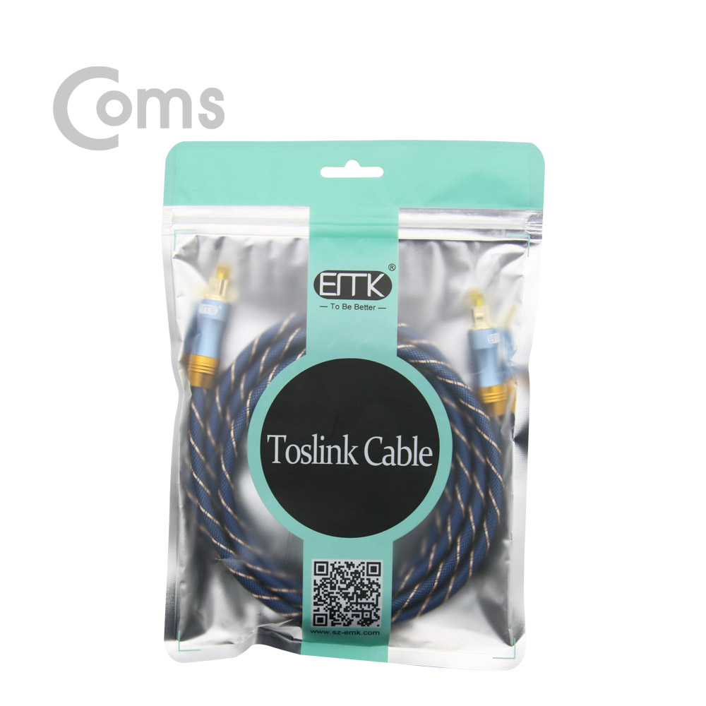 Coms 오디오광케이블(EMK/Blue) 각/각 2M 6∮, Toslink to Toslink