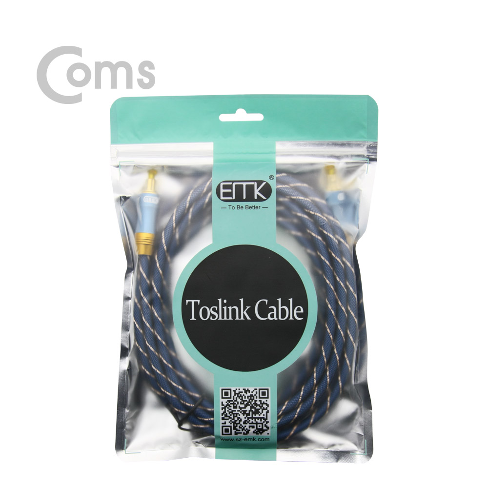 Coms 오디오광케이블(EMK/Blue) 각/각 3M 6∮, Toslink to Toslink