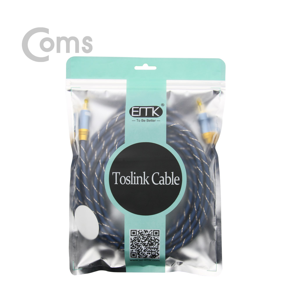 Coms 오디오광케이블(EMK/Blue) 각/각 5M 6∮, Toslink to Toslink