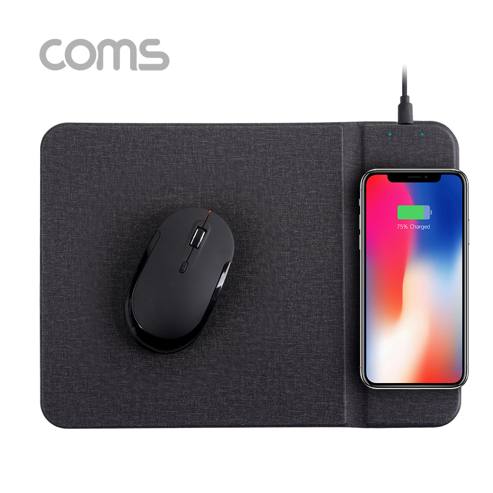 Coms 고속 무선충전 마우스패드 / 스마트폰 무선충전 패드 / QC 2.0 / QC 3.0 퀵차지 지원