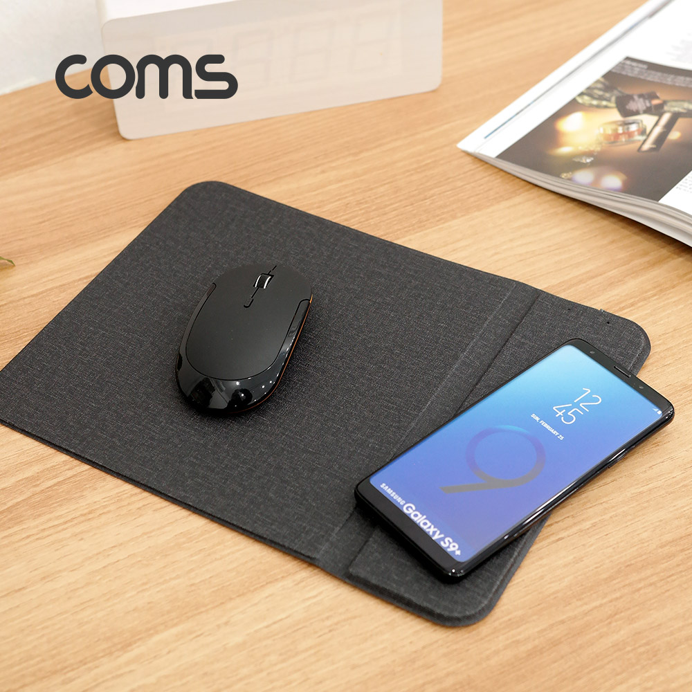 Coms 고속 무선충전 마우스패드 / 스마트폰 무선충전 패드 / QC 2.0 / QC 3.0 퀵차지 지원