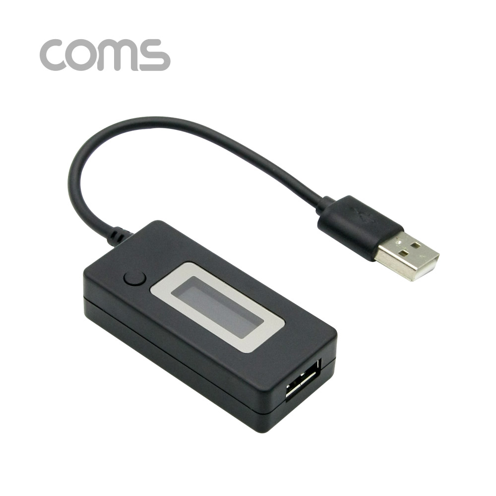 Coms USB 테스터기(전류/전압 측정) 20cm, Black