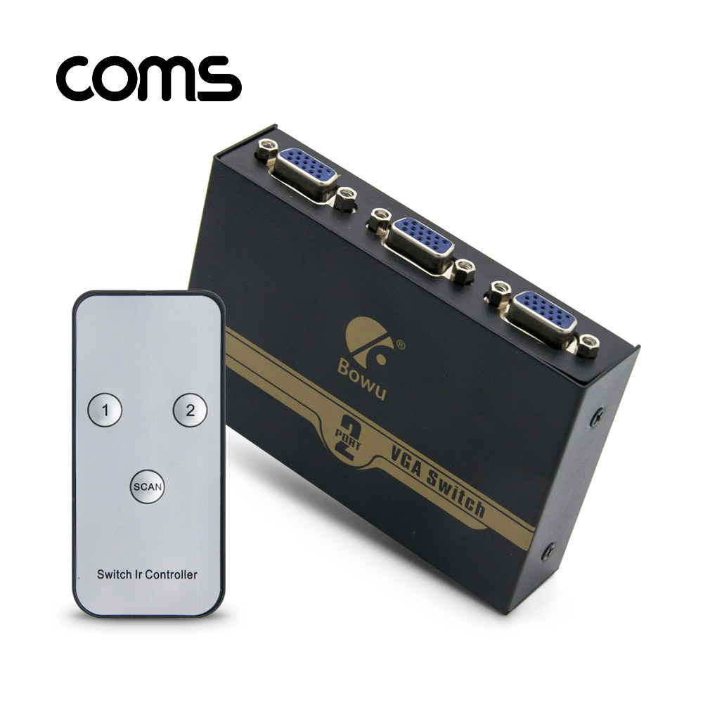 Coms VGA / RGB 선택기 (2:1) / IR기능 / 모니터 Switch / PC - 2Port / 모니터 - 1Port
