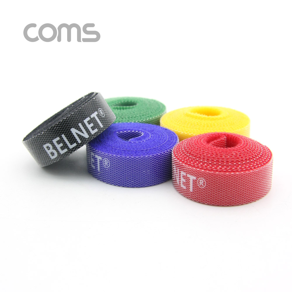 Coms 벨크로 타이(5pcs) 5 color(Yellow/Black/Red/Blue/Green) / 1M / 13mm