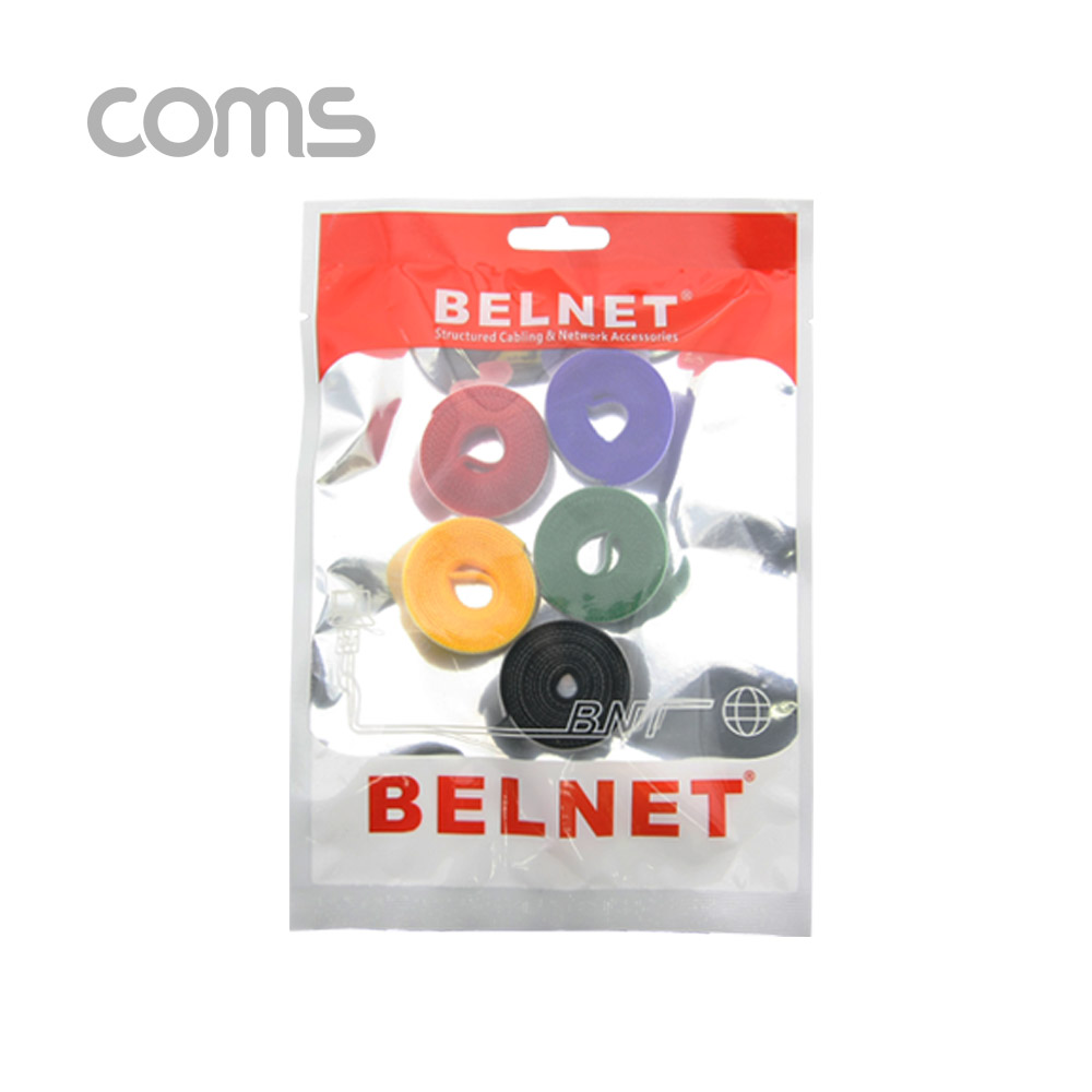 Coms 벨크로 타이(5pcs) 5 color(Yellow/Black/Red/Blue/Green) / 1M / 13mm
