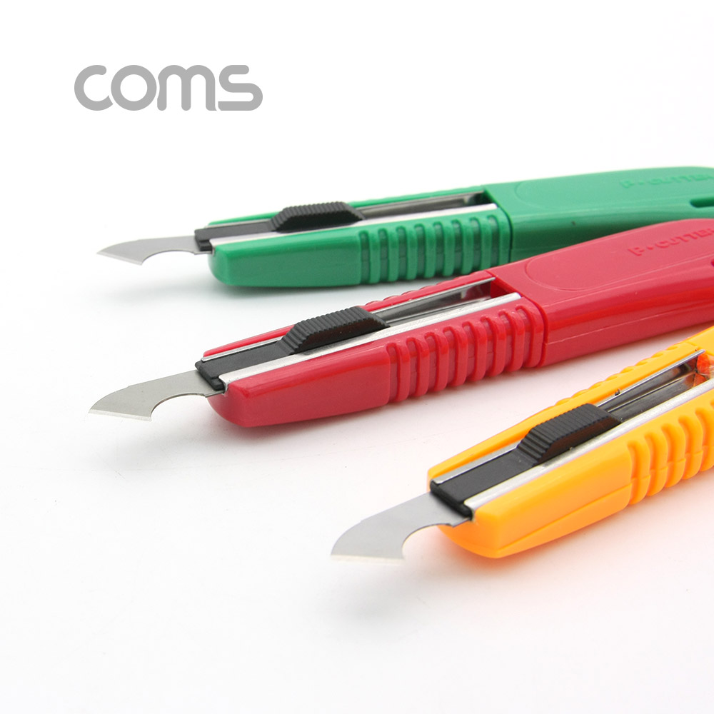 Coms 커터(RG-334) Wide Blade / 플라스틱 절단용 커터칼 / 아크릴 / 디자인 / 색상 랜덤발송