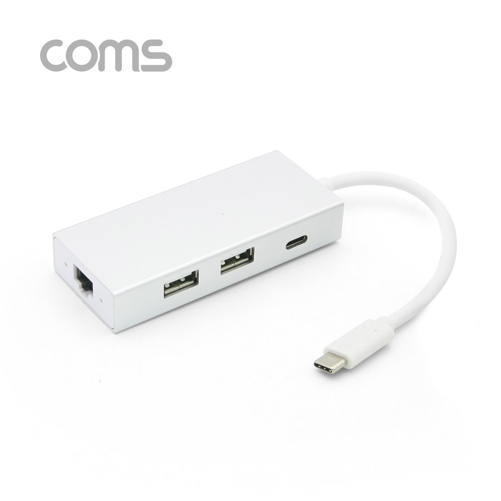Coms USB 3.1 컨버터(Type C) / 허브 / USB 2.0 2포트, 랜 10/100Mbps