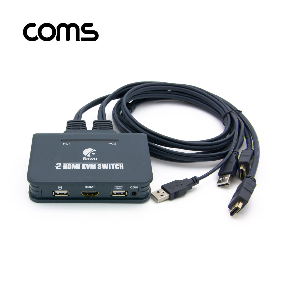 Coms 2포트 HDMI KVM 스위치(2:1) 케이블(110cm) 연결형