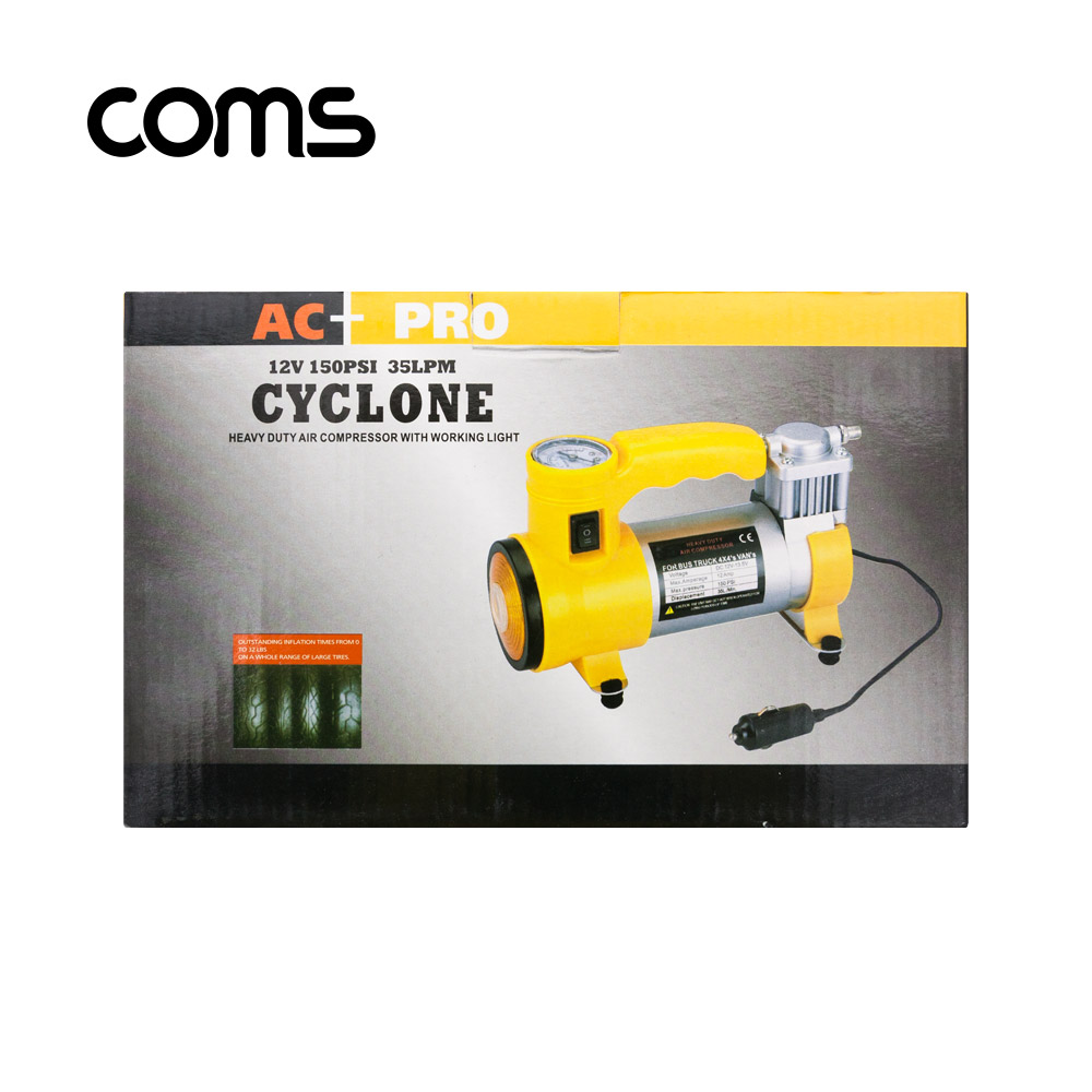 Coms 차량용 에어 컴프레셔 펌프 / 12V / 타이어 공기주입 / 튜브 / 자전거 / 시가잭 / 시거잭
