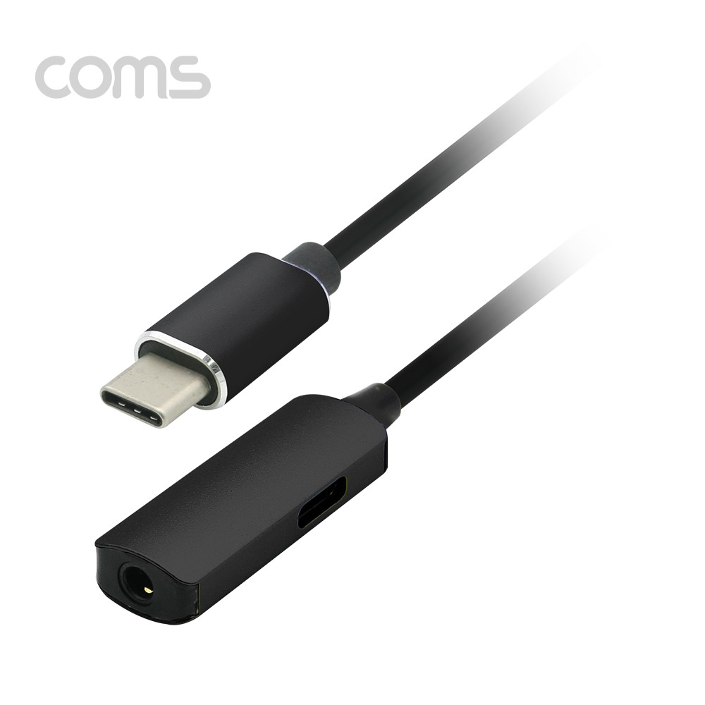 Coms USB 3.1 Type C to 3.5mm 오디오+충전 컨버터 케이블형, Metal/Black, 샤오미/화웨이 전용(국내폰 사용불가)