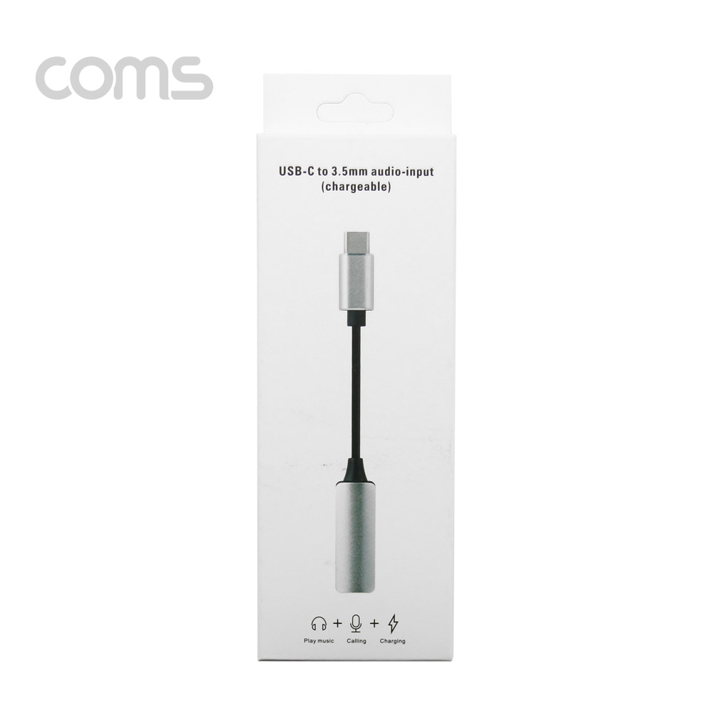 Coms USB 3.1 Type C to 3.5mm 오디오+충전 컨버터 케이블형, Metal/Black, 샤오미/화웨이 전용(국내폰 사용불가)