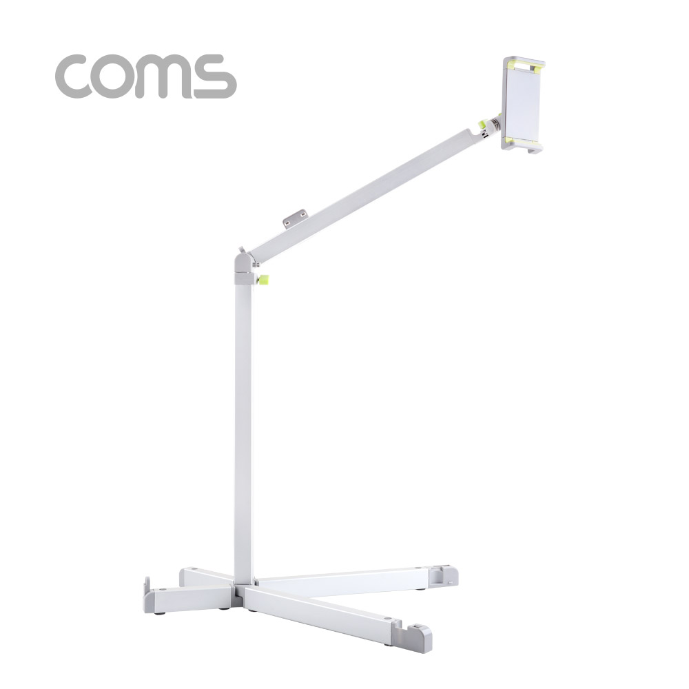 Coms 접이식 태블릿/스마트폰 스탠드형 거치대, 길이조절, 360도 회전, 각도조절