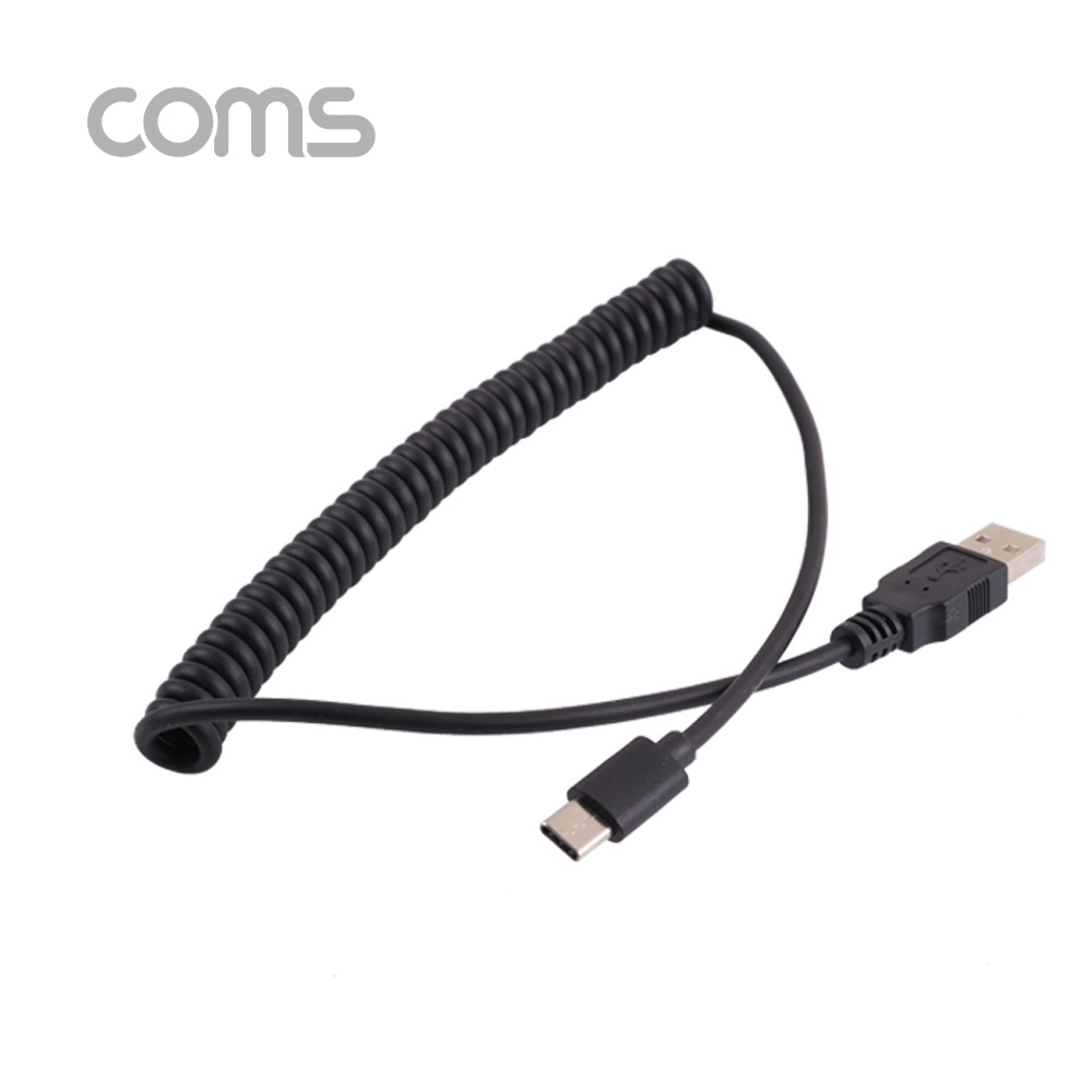 Coms USB 3.1 케이블(Type C) 스프링 40~80cm, Black