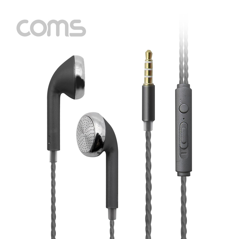 Coms 스프링 이어폰 / 볼륨컨트롤 / 마이크 / 3.5mm / Black