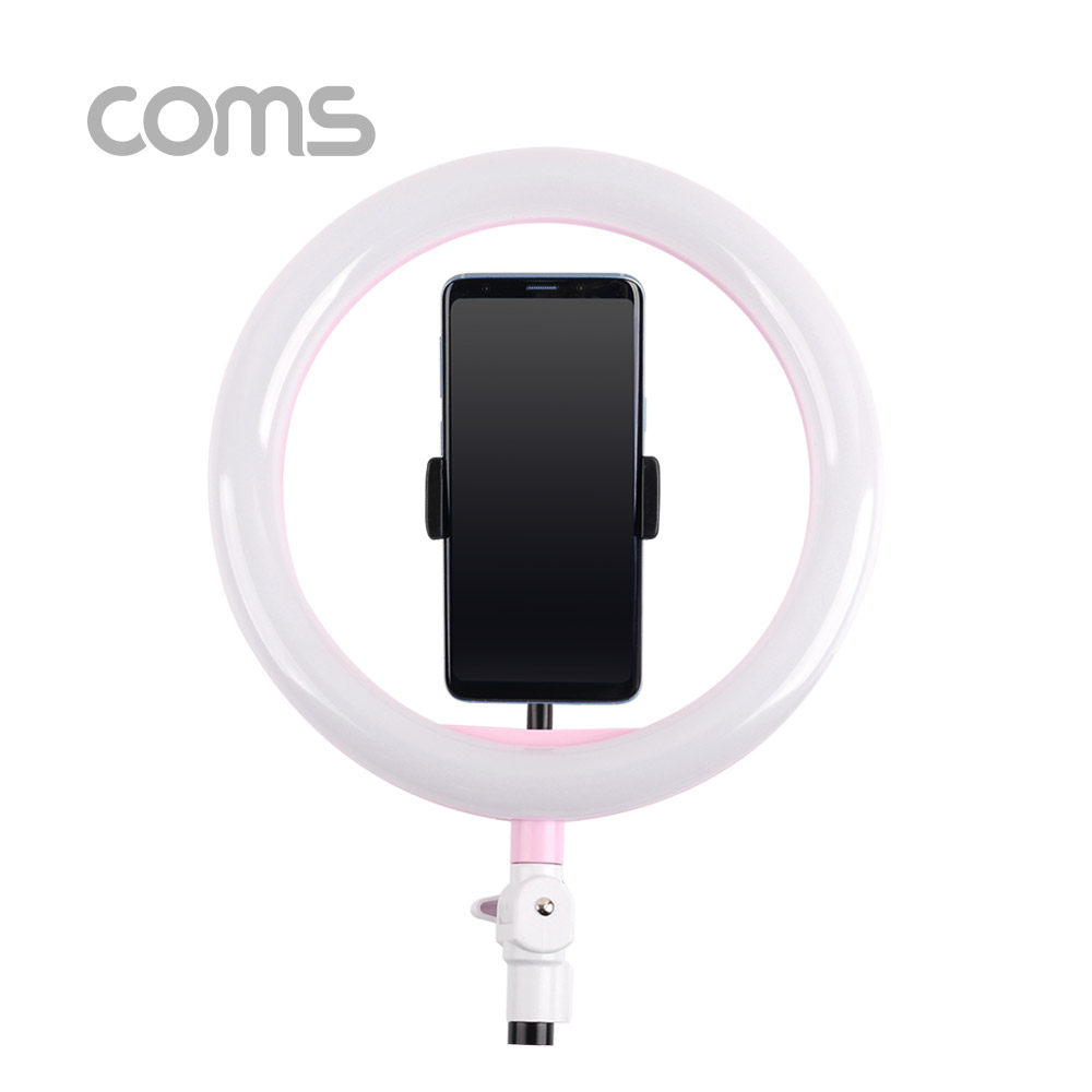 Coms LED 원형 램프 / 링 라이트 / 개인방송용 조명 / USB 전원 / Ring Light / 26cm / 삼각대 포함