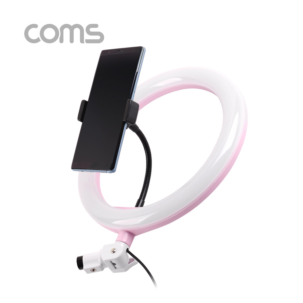 Coms LED 원형 램프 / 링 라이트 / 개인방송용 조명 / USB 전원 / Ring Light / 26cm / 삼각대 포함