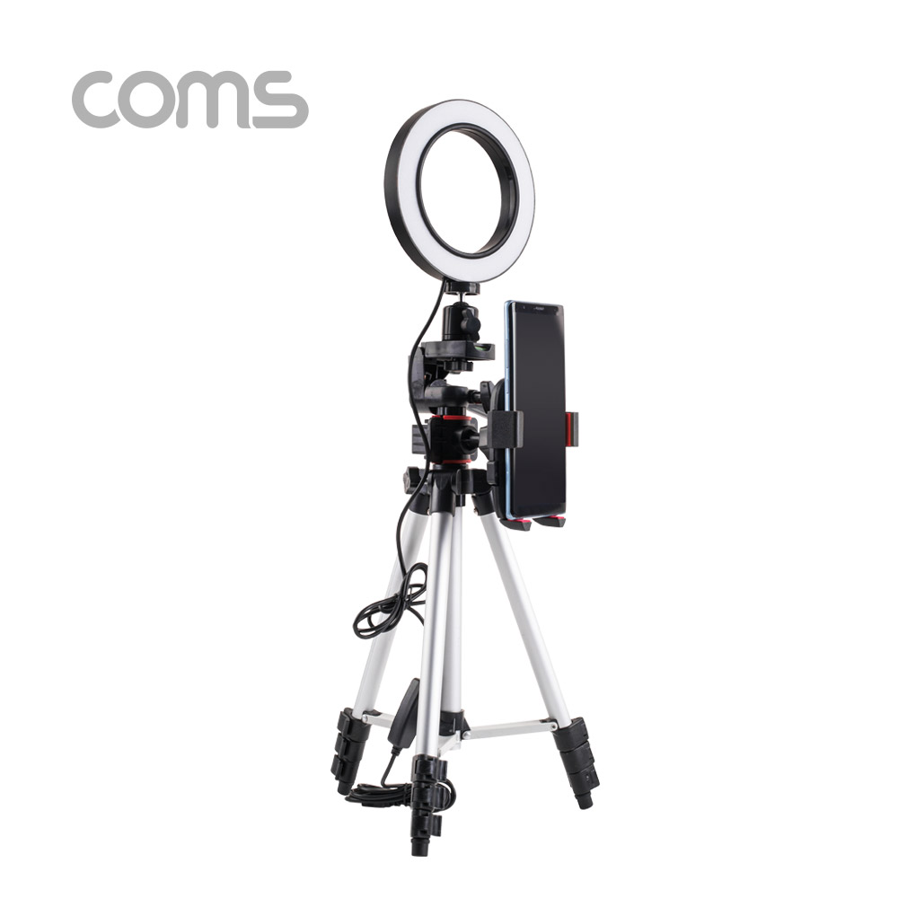Coms 개인방송용 촬영세트, LED 원형 램프, 링 라이트, USB 전원, Ring Light, 삼각대 제공, 15.5cm