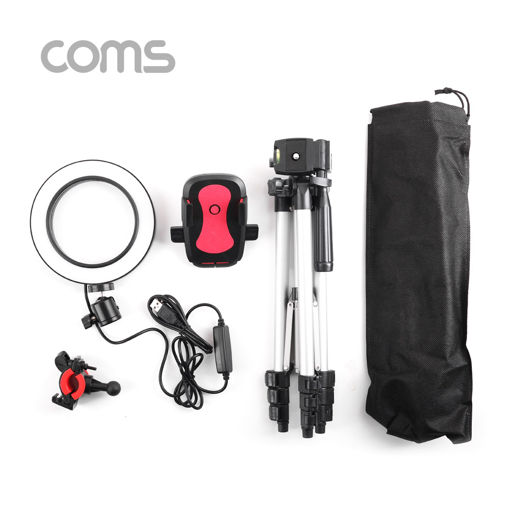 Coms 개인방송용 촬영세트, LED 원형 램프, 링 라이트, USB 전원, Ring Light, 삼각대 제공, 15.5cm