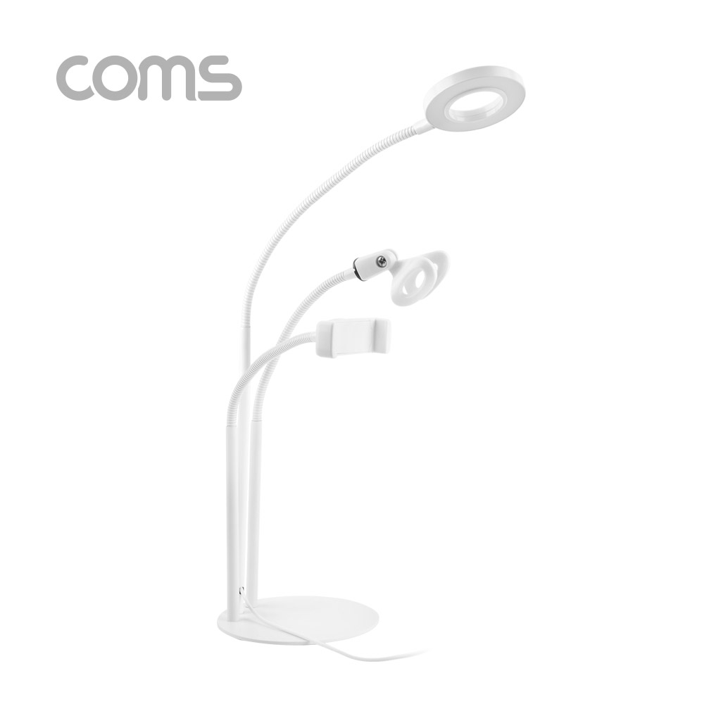 Coms LED 원형 램프(Ring Light)&스마트폰&마이크 스탠드(3 in 1) / 탁상 거치 / 개인방송용