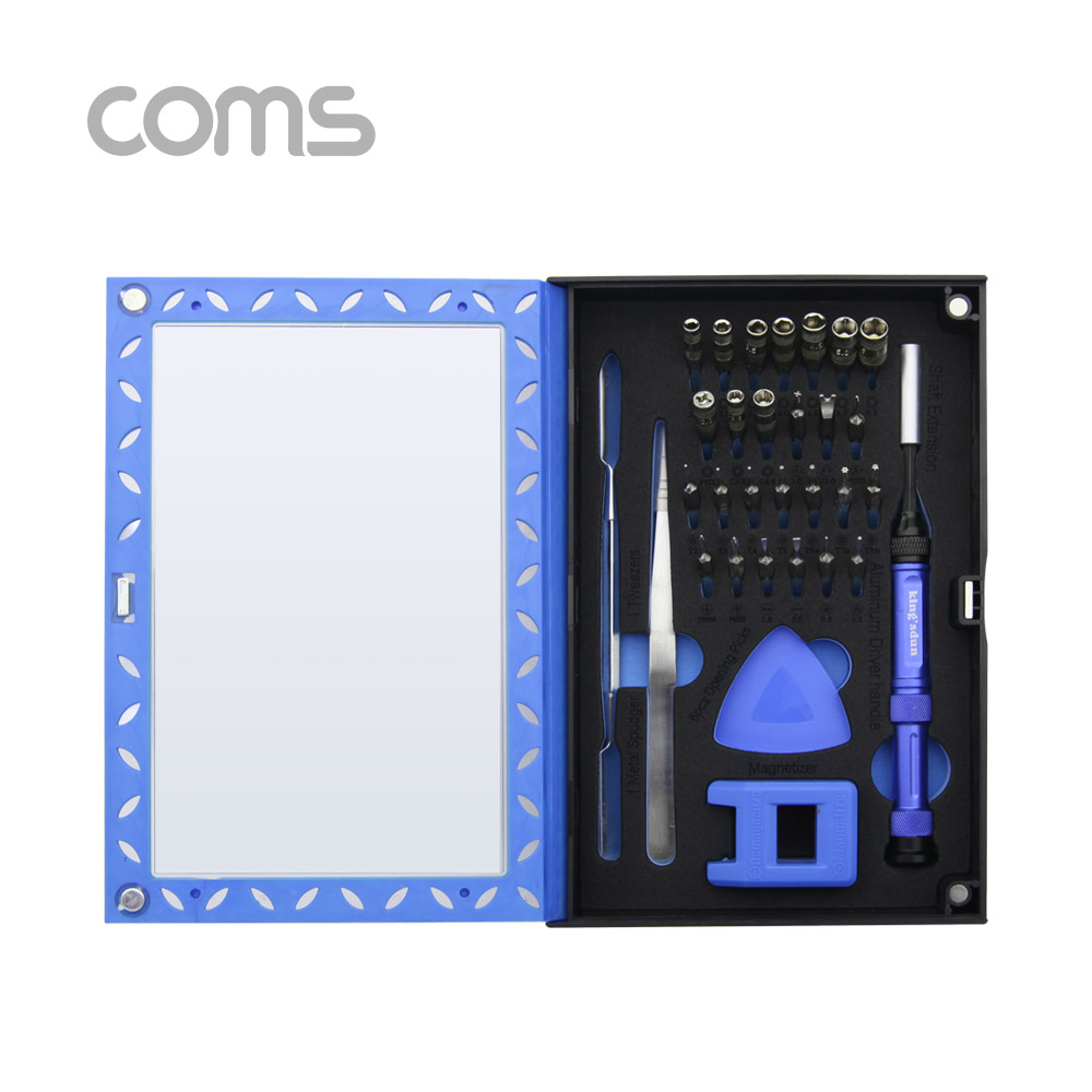 Coms 공구 드라이버 세트(37 in 1) / 스마트폰 분해/조립 키트 / 오프너, 자화기, 핀셋(쪽집게)