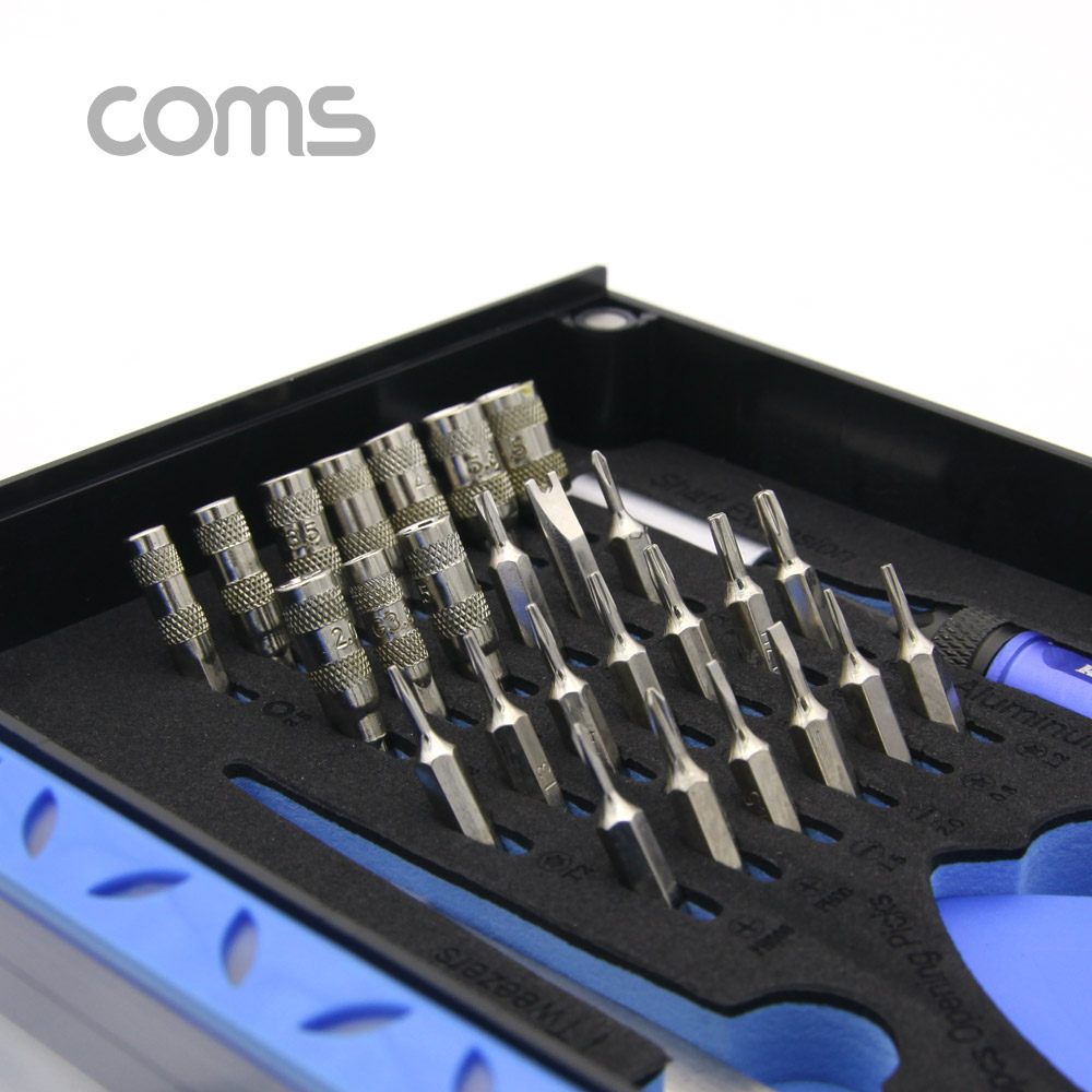 Coms 공구 드라이버 세트(37 in 1) / 스마트폰 분해/조립 키트 / 오프너, 자화기, 핀셋(쪽집게)