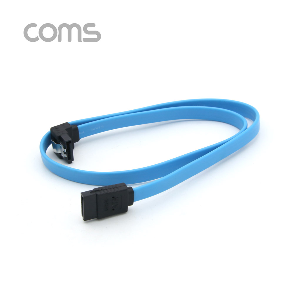 Coms SATA 하드 케이블 (SATA3) - Blue / 6.0Gbps, 한쪽 꺾임 / 50cm