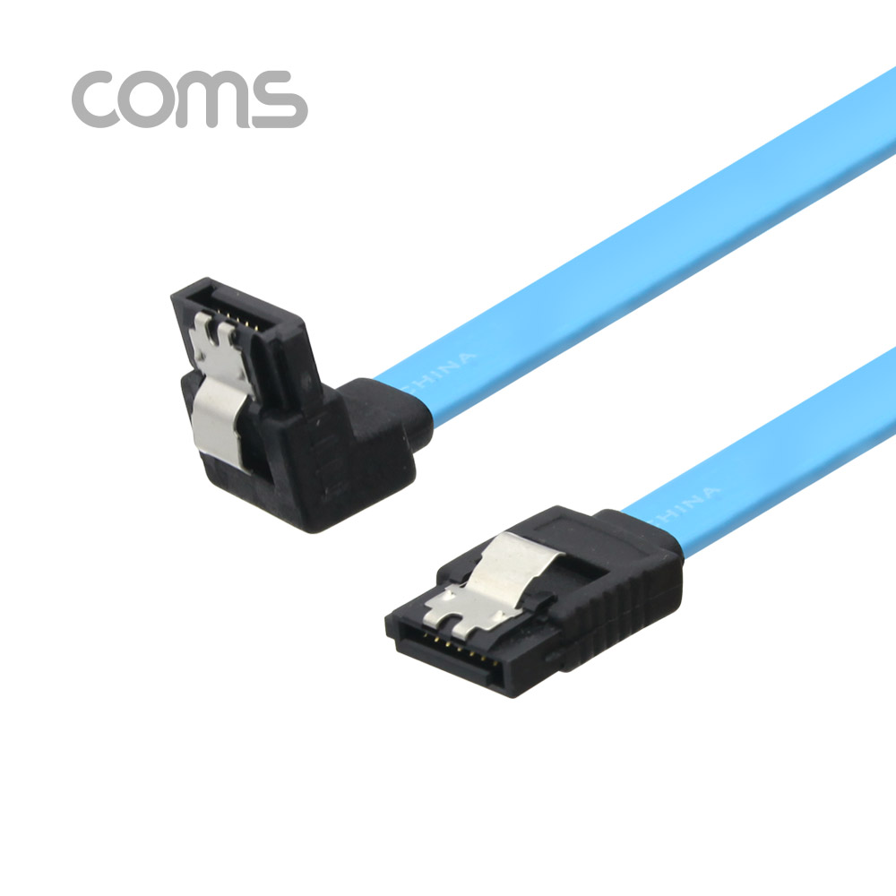 Coms SATA 하드 케이블 (SATA3) - Blue / 6.0Gbps, 한쪽 꺾임 / 50cm
