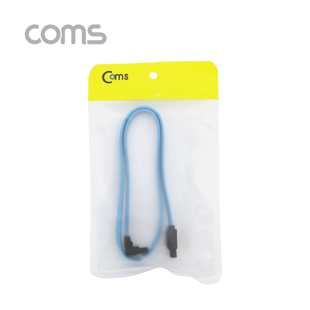 Coms SATA 하드 케이블 (SATA3) - Blue / 6.0Gbps, 한쪽 꺾임 / 50cm