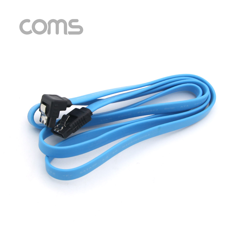 Coms SATA 하드 케이블 (SATA3) - Blue / 6.0Gbps, 한쪽 꺾임 / 1M