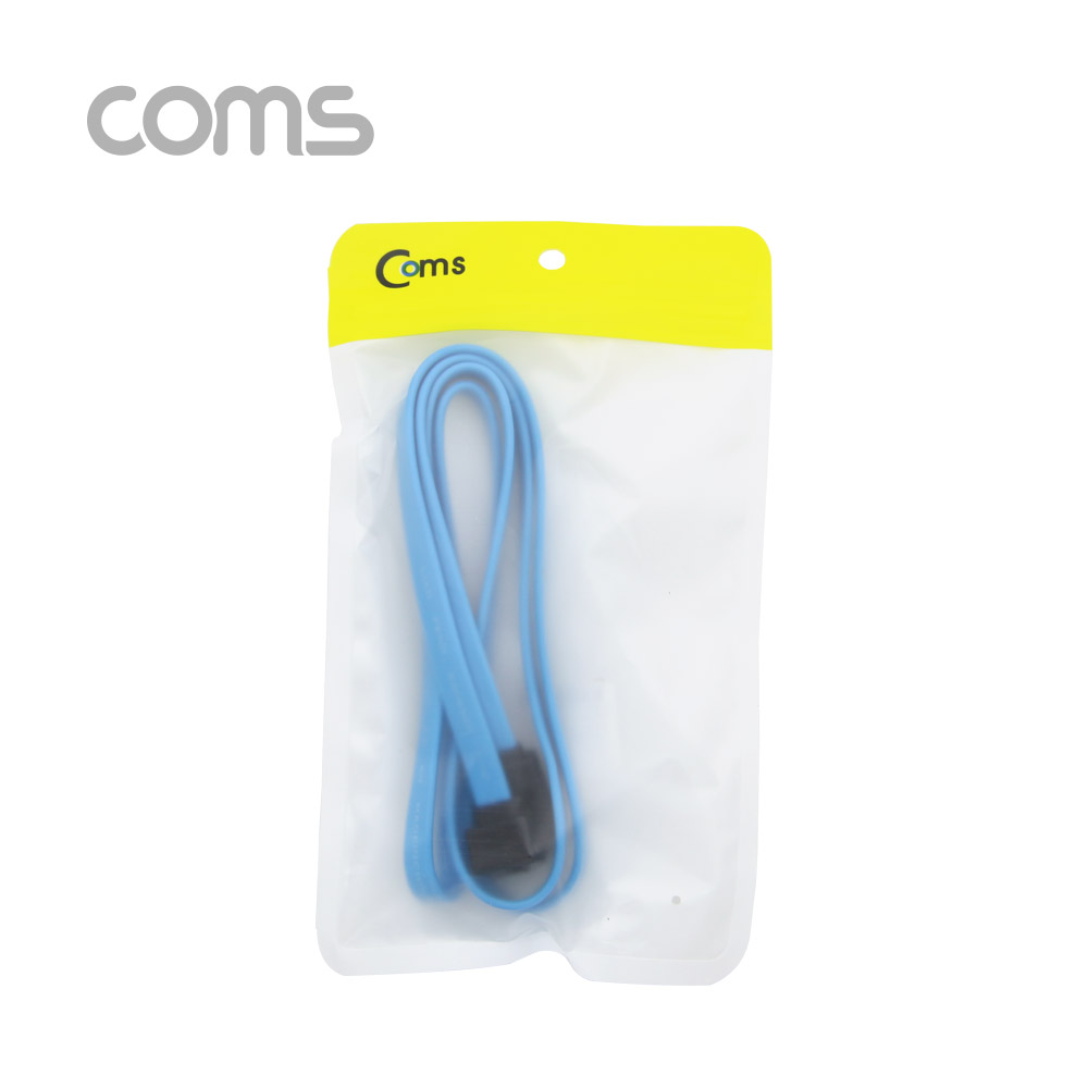 Coms SATA 하드 케이블 (SATA3) - Blue / 6.0Gbps, 한쪽 꺾임 / 1M